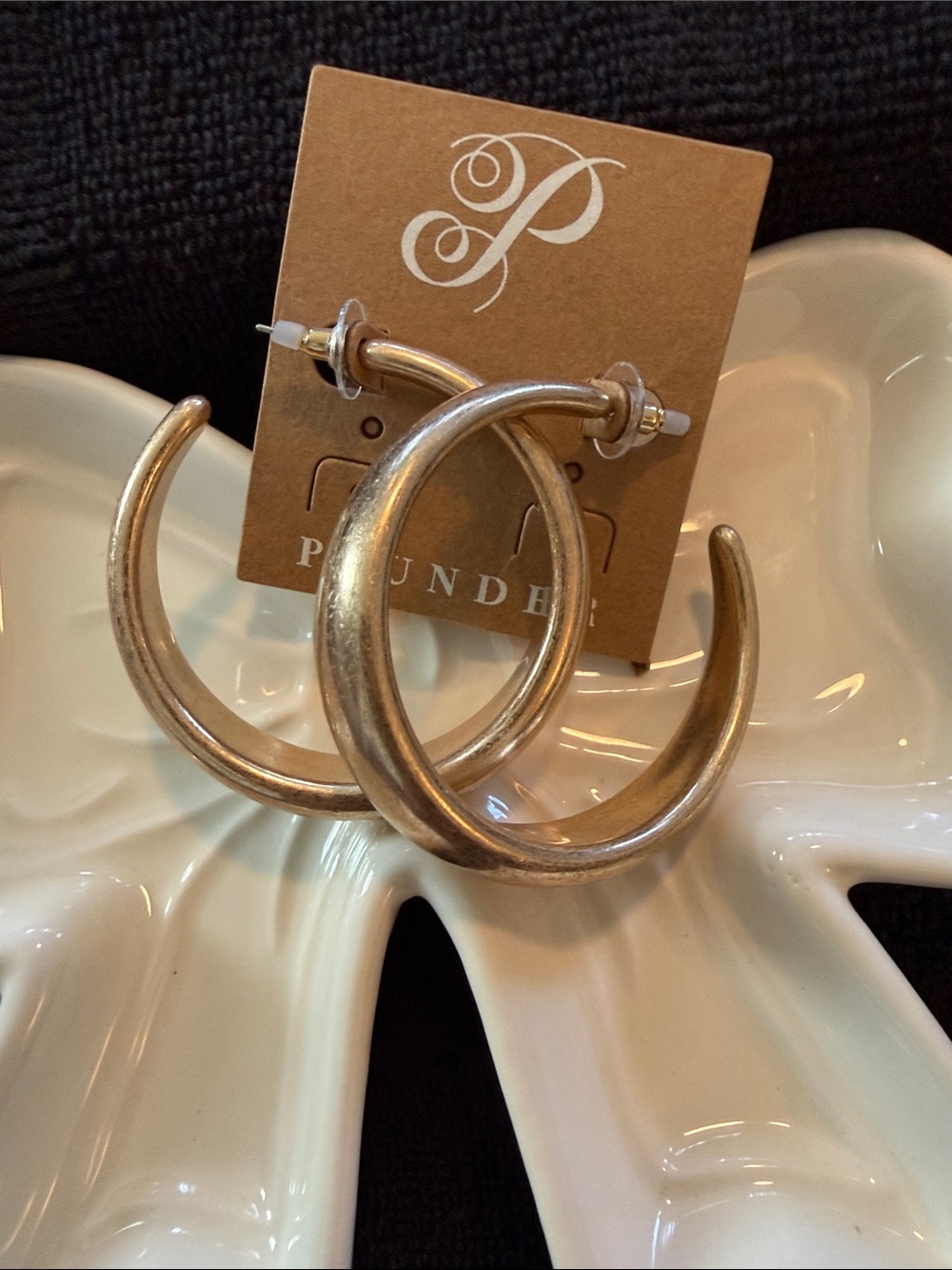 Plunder Brushed Gold Curved Hoop Earrings - Picture 5 of 5